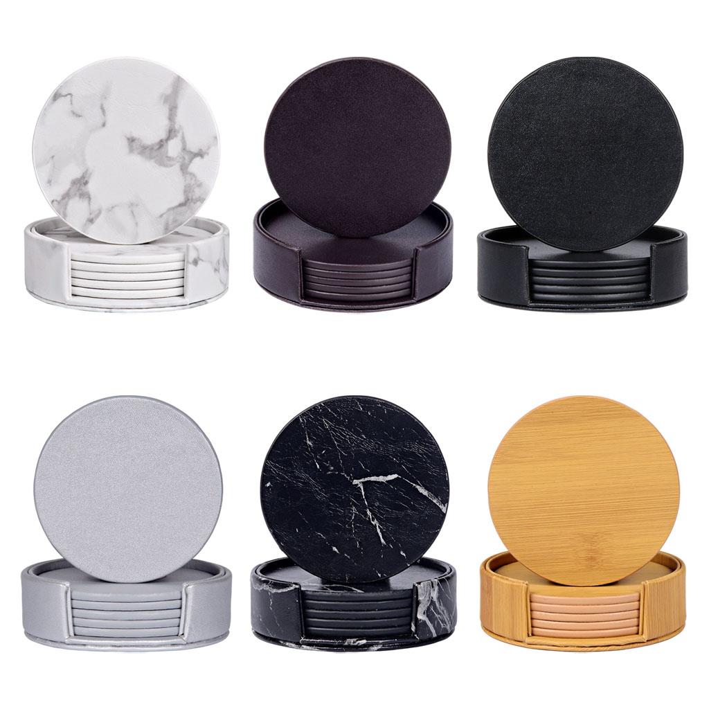 Marble Coaster Set - Porta-copos redondos de mármore com porta-copos