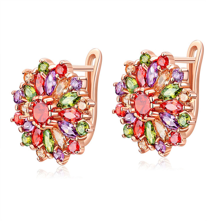 Gold Plated Jewelry - Brincos de flores de cristal natural