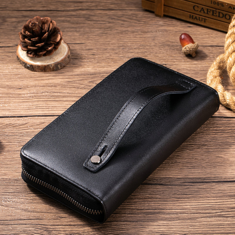 Leather Wallet Men - Nova Carteira Longa Masculina Vintage em