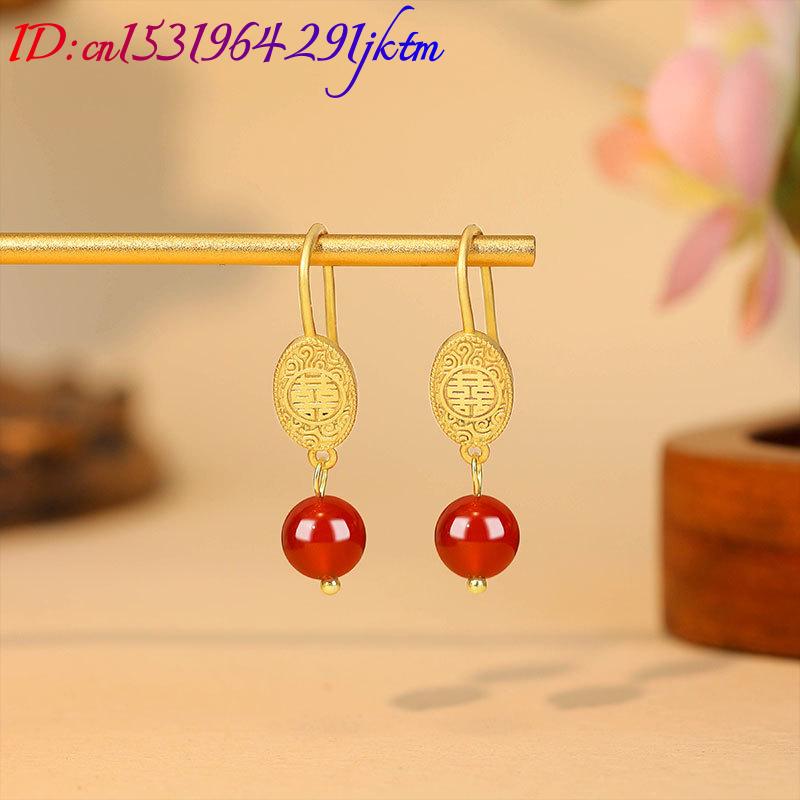 Brincos de Jade Vermelho Natur - Gold Plated Jewelry avaliação e preço