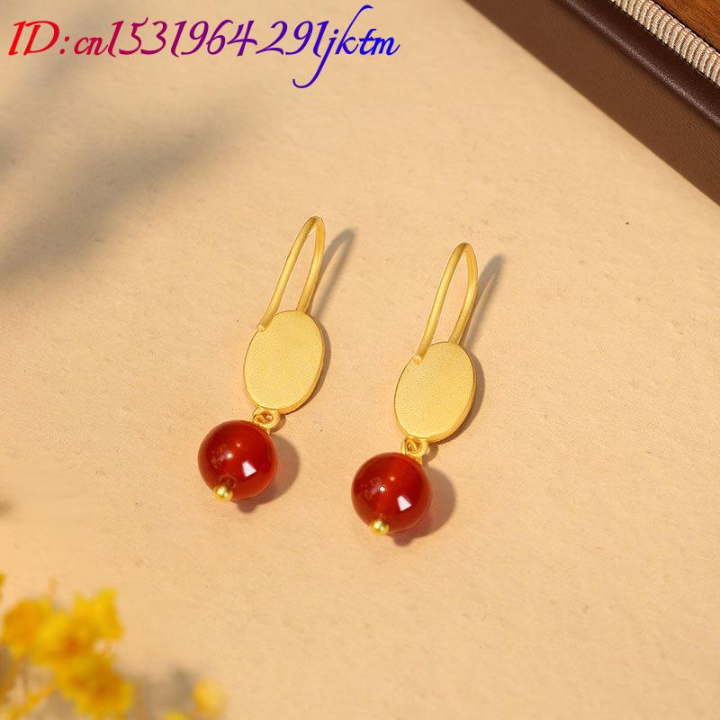 Brincos de Jade Vermelho Natur - Gold Plated Jewelry avaliação e preço