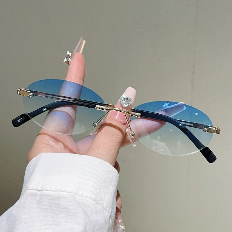 Óculos de sol ovais sem armaçã - Designer Sunglasses avaliação e preço