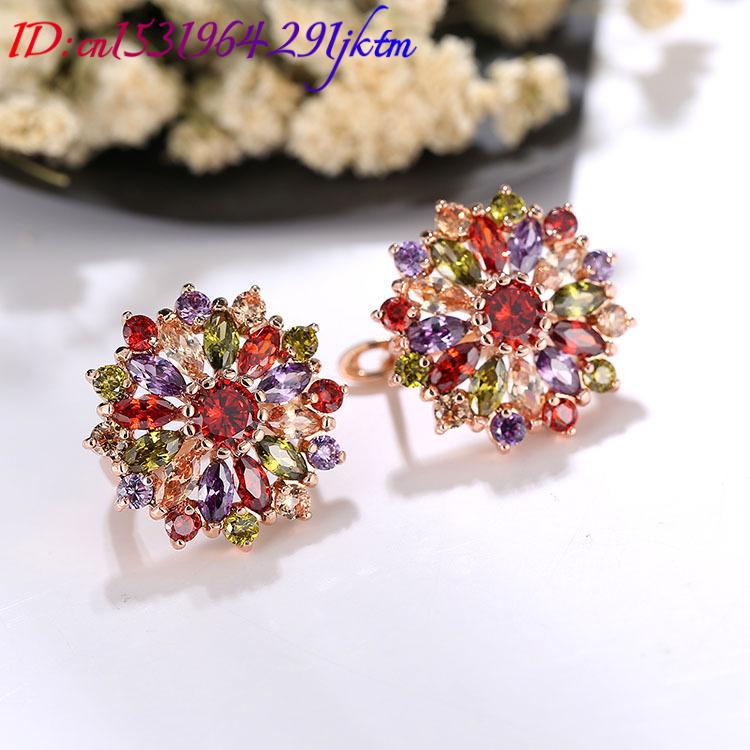 Brincos de flores de cristal n - Gold Plated Jewelry avaliação e preço