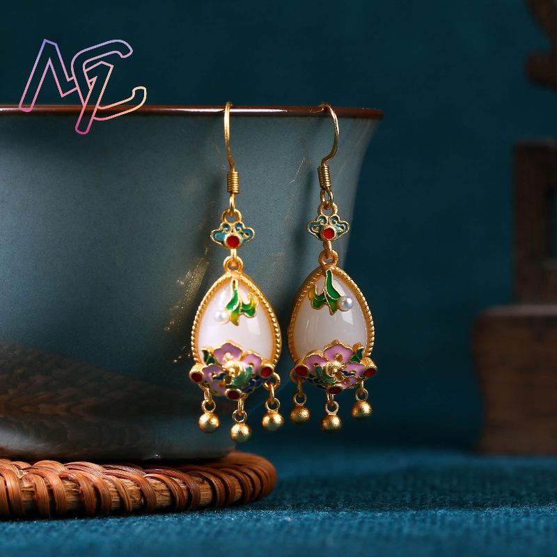 Brincos de Jade Natural em For - Gold Plated Jewelry avaliação e preço