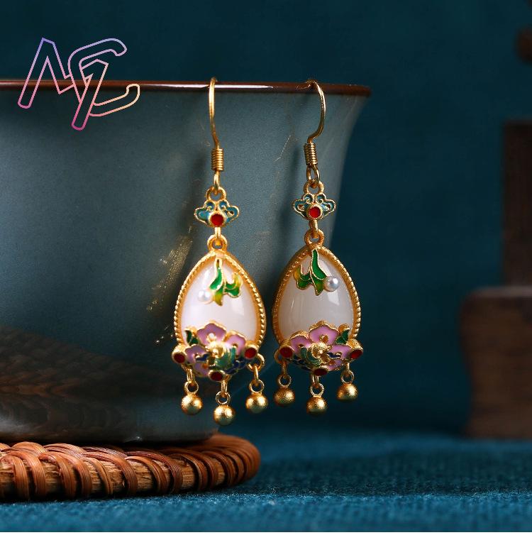 Brincos de Jade Natural em For - Gold Plated Jewelry avaliação e preço