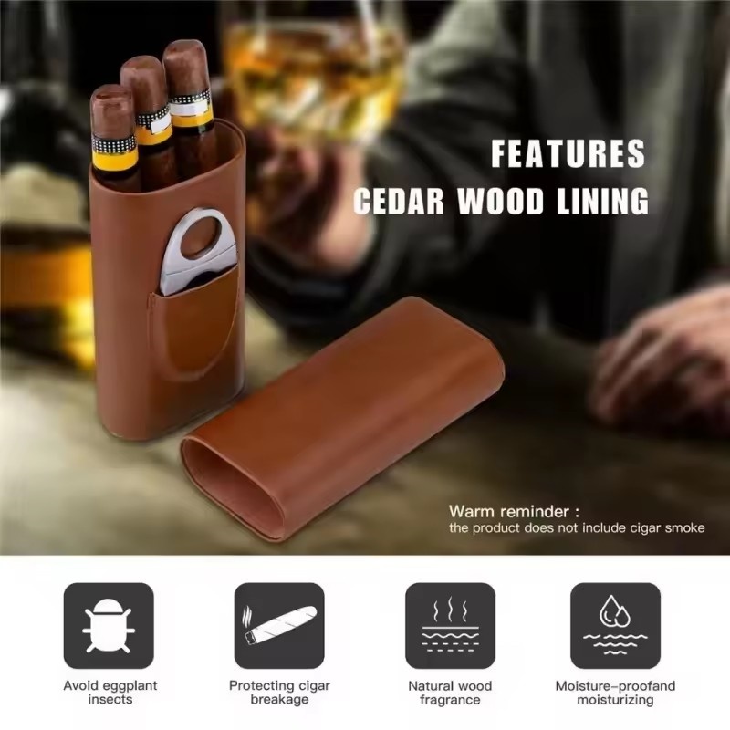 Estojo de couro para charutos, - Premium Cigar Case avaliação e preço